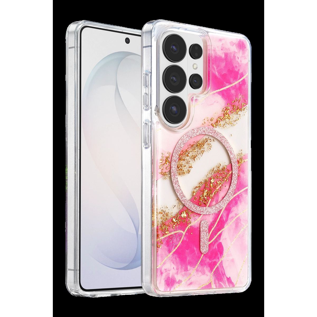 Onegif Samsung Galaxy S26 Ultra Lotus Simli Magsafe Kapak - Pembe