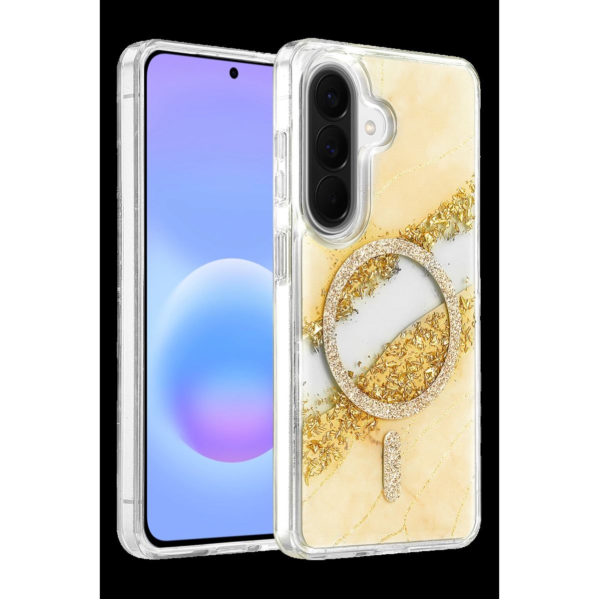 Onegif Samsung Galaxy A37 5g Lotus Simli Magsafe Kapak - Gümüş