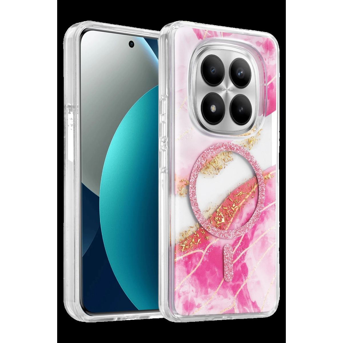 Onegif Xiaomi Redmi Note 15 Pro 4g Lotus Simli Magsafe Kapak - Pembe