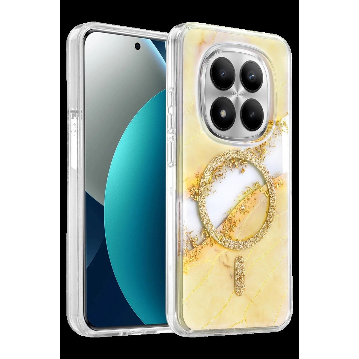 Onegif Xiaomi Redmi Note 15 Pro Plus 5g Lotus Simli Magsafe Kapak - Gümüş