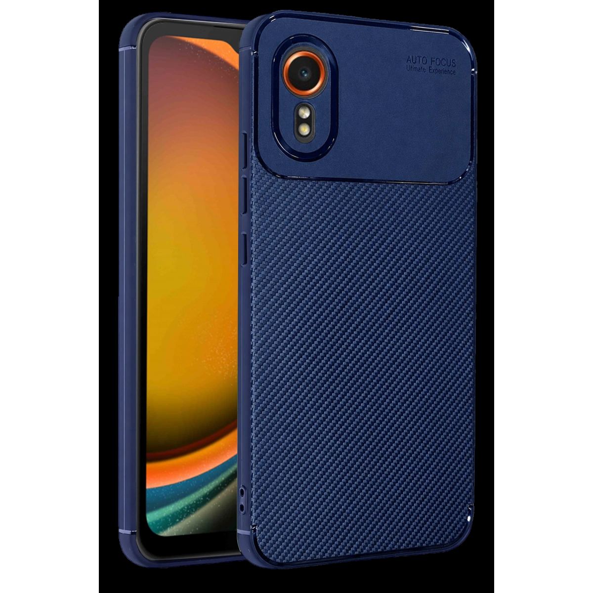 Samsung Galaxy Xcover 7 Kılıf Auto Focus Karbon Kapak - Lacivert