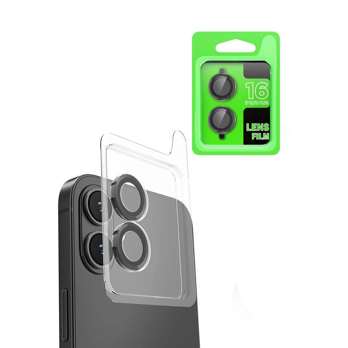Apple İphone 16 Plus Raze Metal Kamera Lens - Siyah