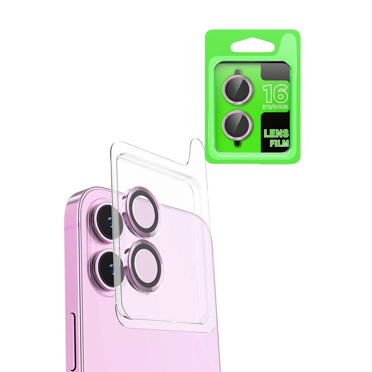 Apple İphone 16 Plus Raze Metal Kamera Lens - Pembe