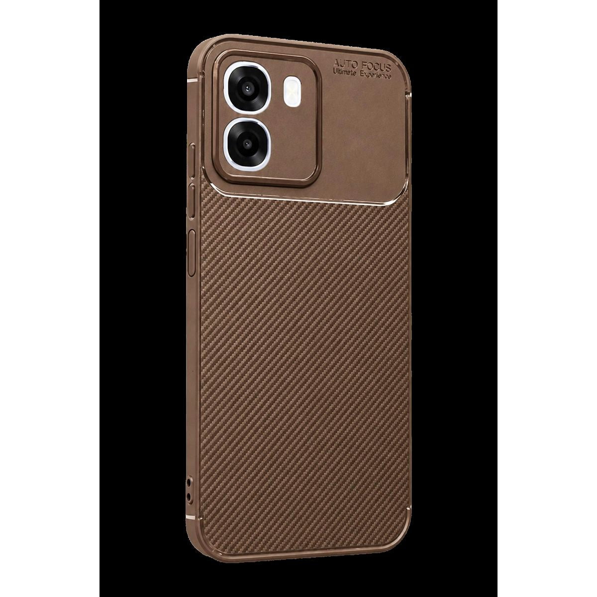 Oppo Oppo A6t 5g Auto Focus Karbon Kapak - Kahverengi
