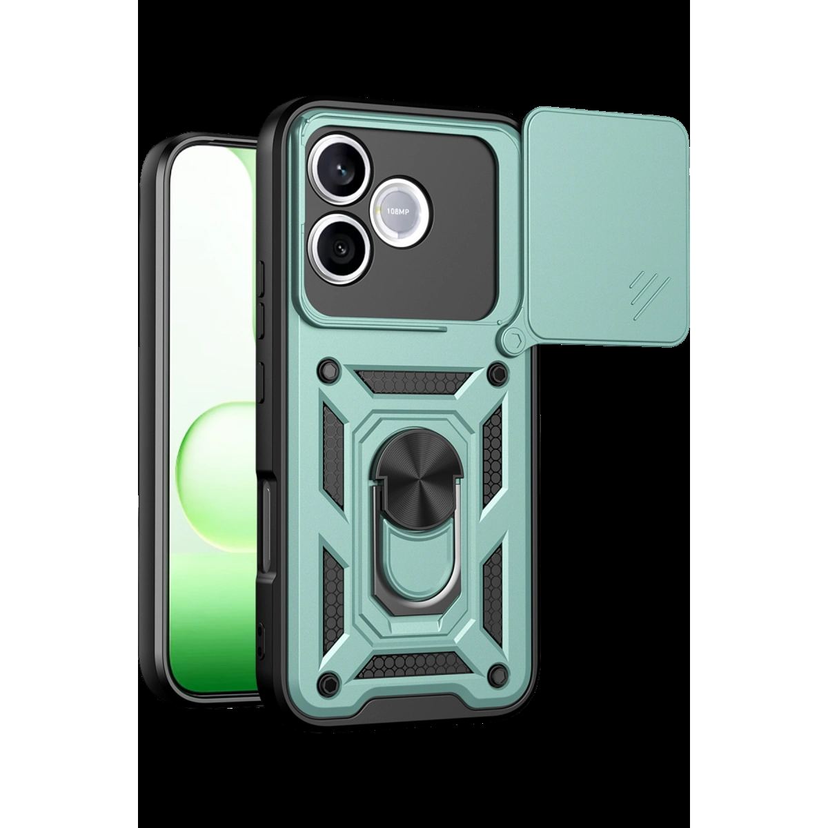 Huawei Honor 600 Lite Pars Lens Yüzüklü Silikon - Yeşil