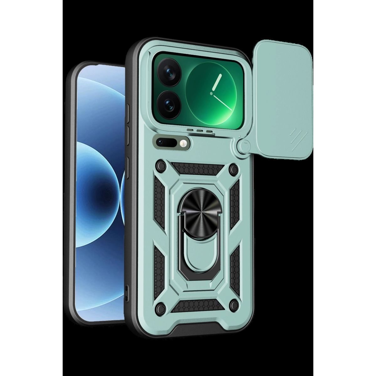 Xiaomi Mi 17 Pro Max Pars Lens Yüzüklü Silikon - Yeşil
