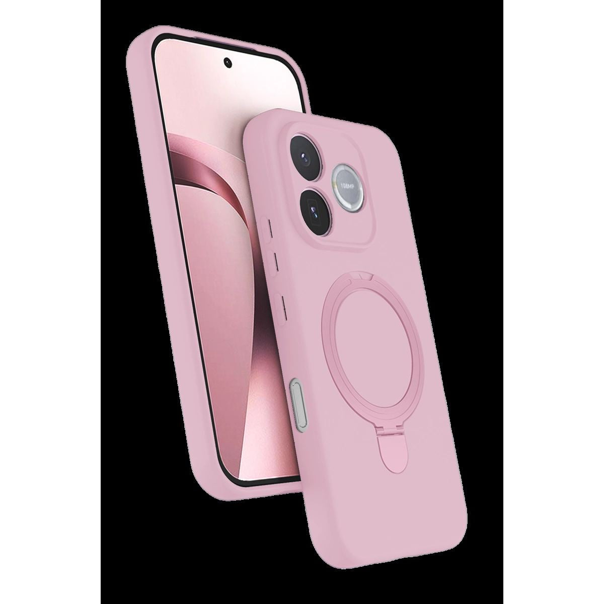 Huawei Honor 600 Lite Regal Magsafe Standlı Kapak - Açık Pembe