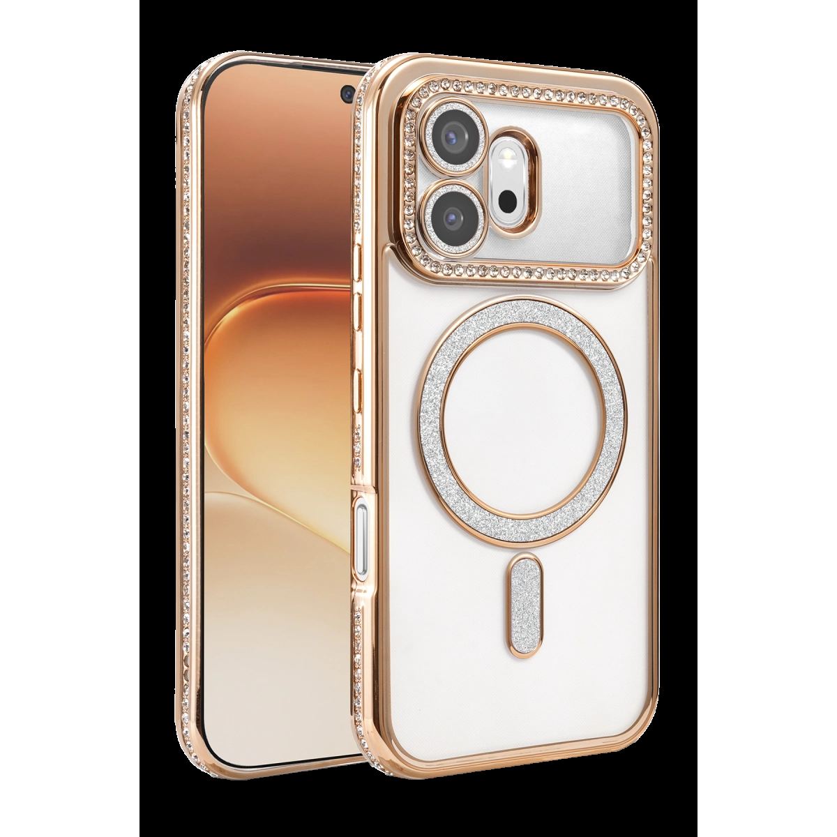 Huawei Honor 600 Joke Simli Magneticsafe Kılıf - Gold