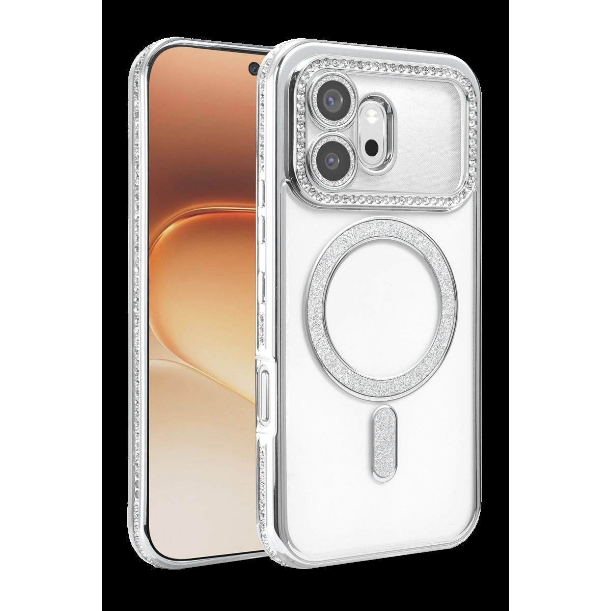 Huawei Honor 600 Joke Simli Magneticsafe Kılıf - Gümüş