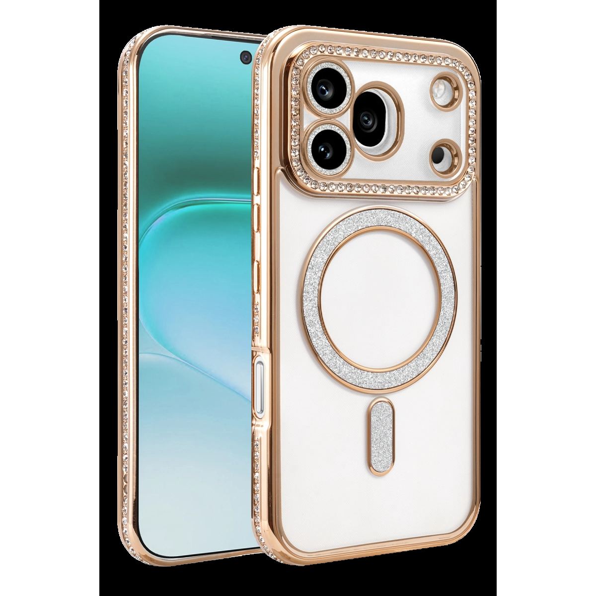 Huawei Honor 600 Pro Joke Simli Magneticsafe Kılıf - Gold