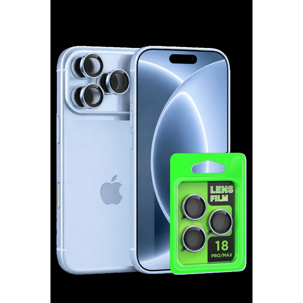 Newface Apple İphone 18 Pro Raze Metal Kamera Lens - Açık Mavi