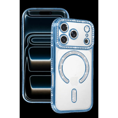 Newface Apple İphone 18 Pro Joke Simli Magneticsafe Kılıf - Sierra Blue