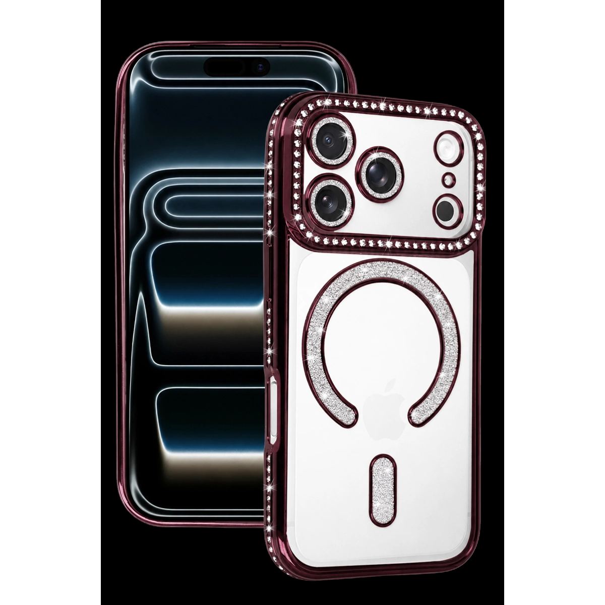 Newface Apple İphone 18 Pro Max Joke Simli Magneticsafe Kılıf - Bordo