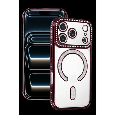 Newface Apple İphone 18 Pro Max Joke Simli Magneticsafe Kılıf - Bordo