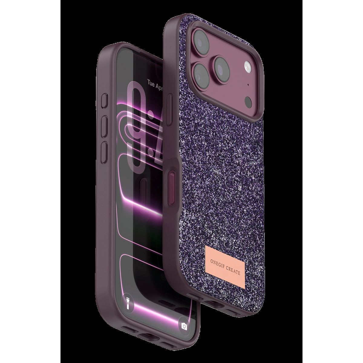 Onegif Apple İphone 18 Pro Bright Simli Kapak - Bordo