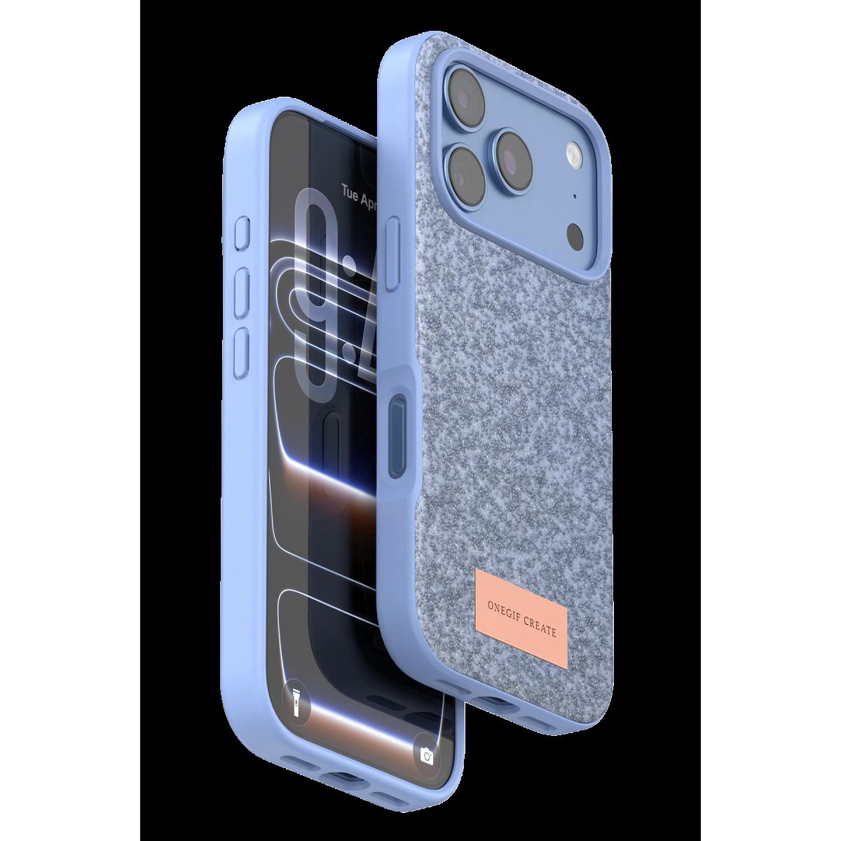 Onegif Apple İphone 18 Pro Bright Simli Kapak - Mavi