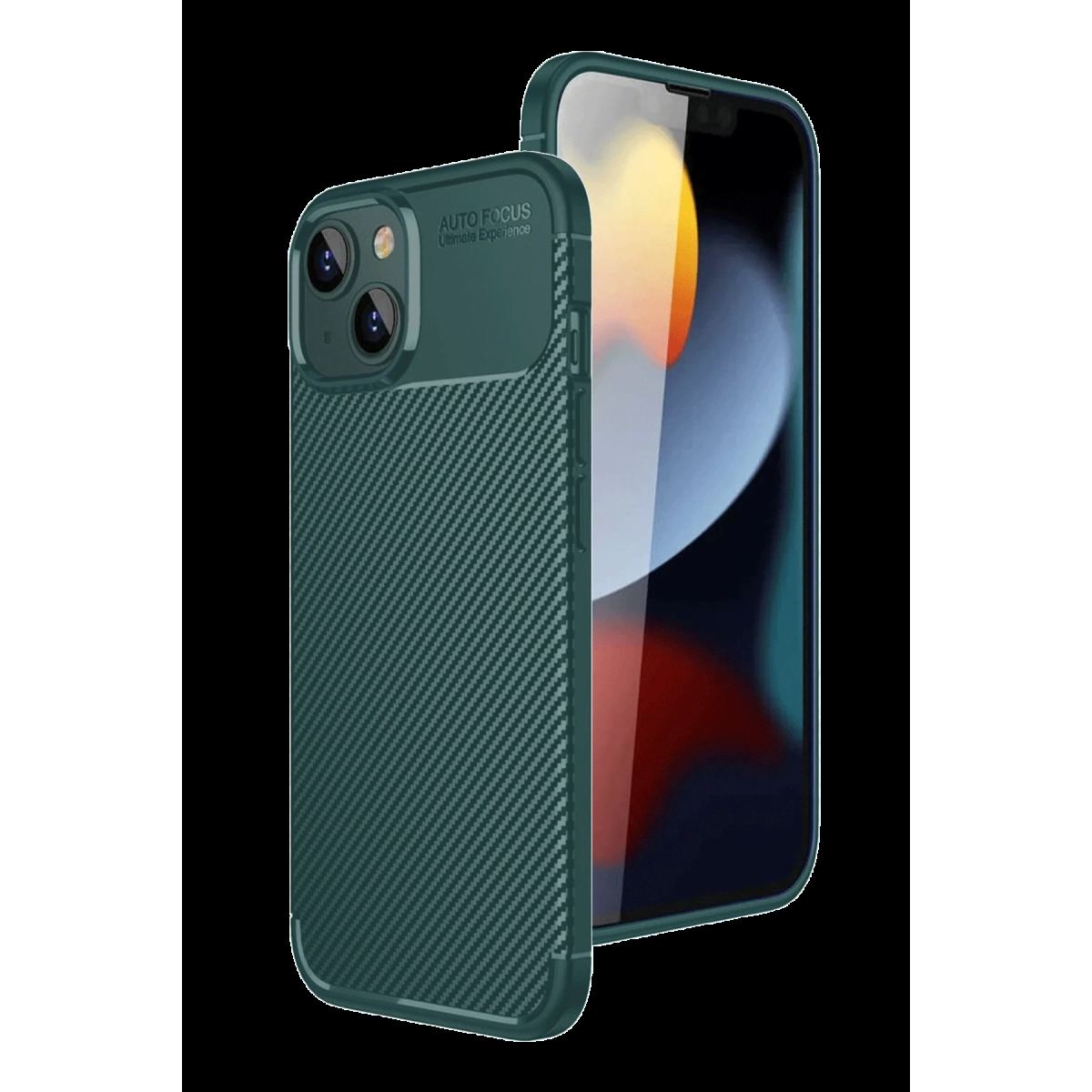 Apple İphone 15 Kılıf Auto Focus Karbon Kapak - Yeşil