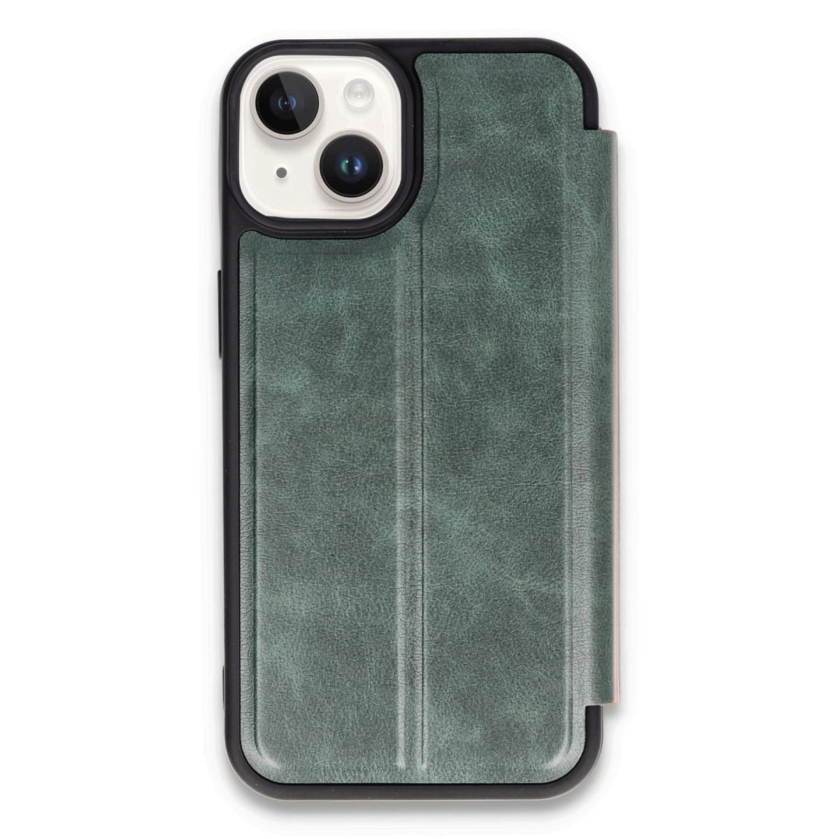 Apple İphone 14 Kılıf Flip Cover - Koyu Yeşil