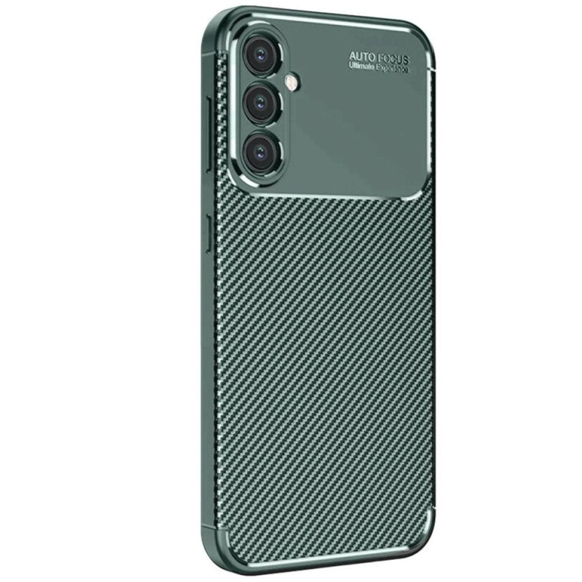 Samsung Galaxy S25 Kılıf Auto Focus Karbon Kapak - Koyu Yeşil