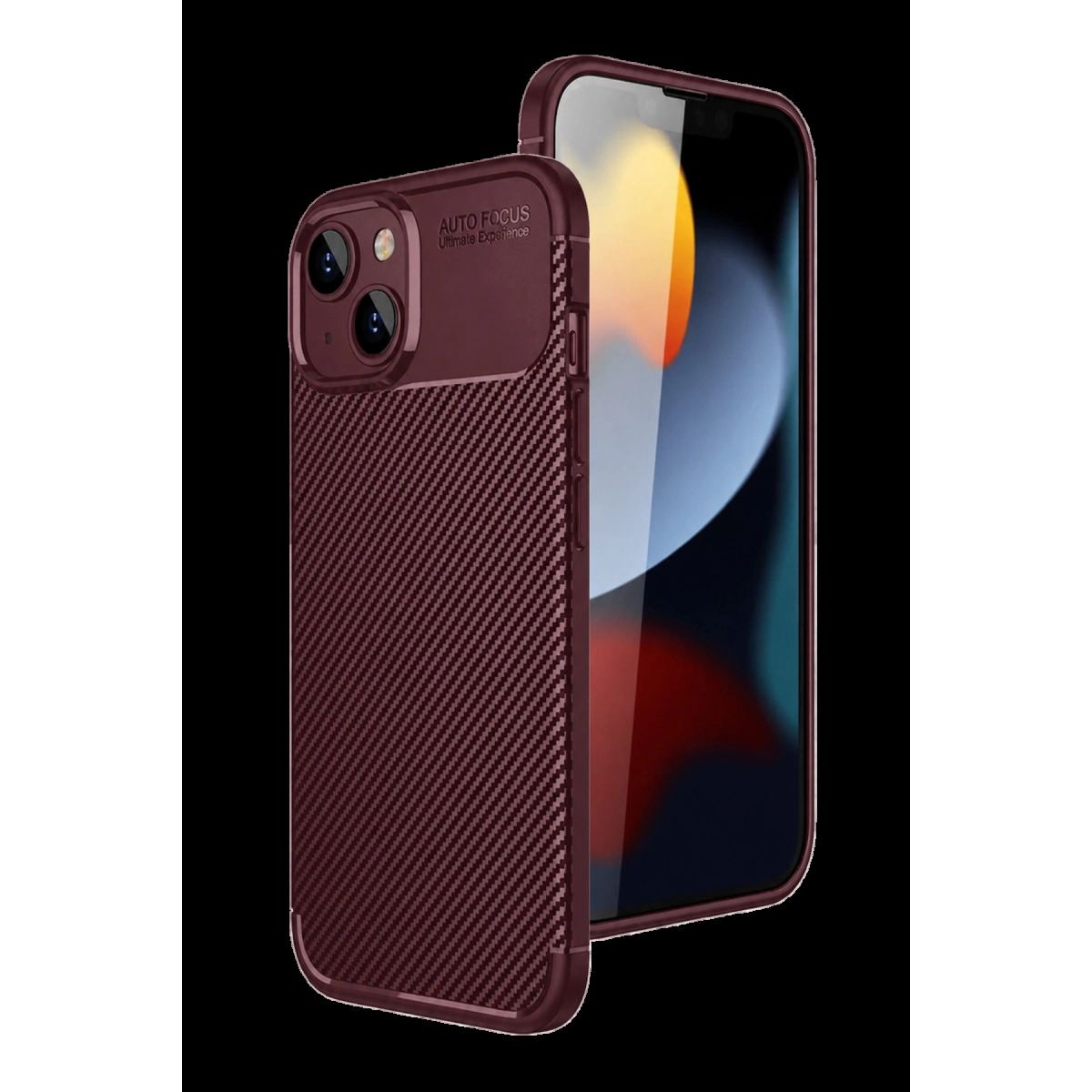 Apple İphone 15 Kılıf Auto Focus Karbon Kapak - Bordo