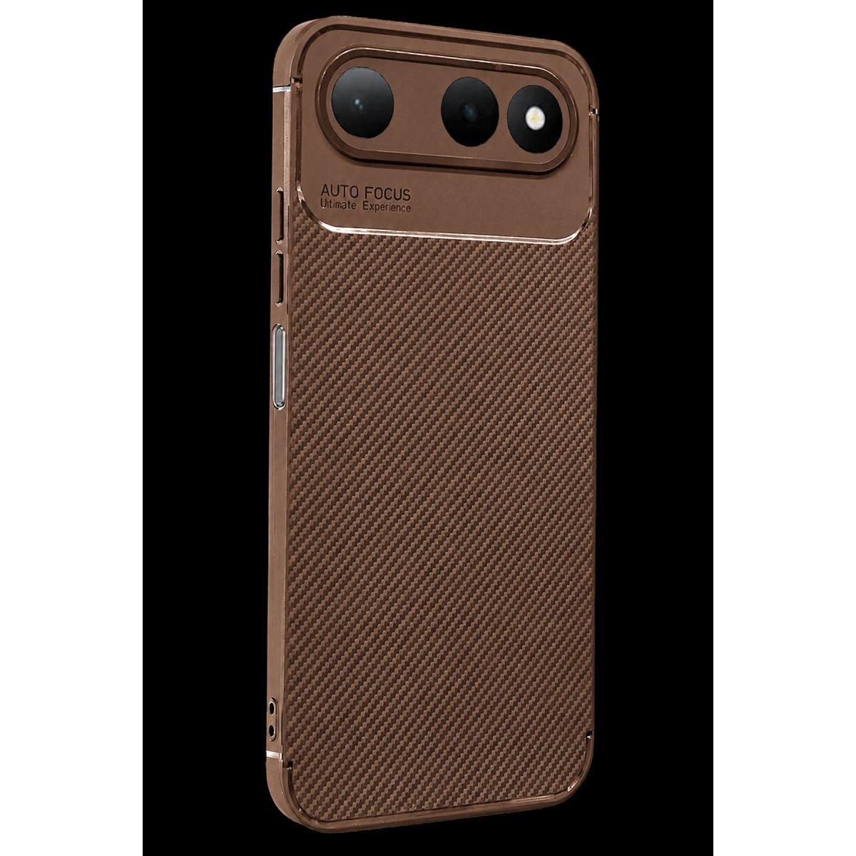 Newface Tecno Spark 50 5g Auto Focus Karbon Kapak - Kahverengi