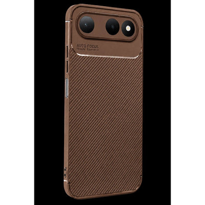 Newface Tecno Spark 50 5g Auto Focus Karbon Kapak - Kahverengi