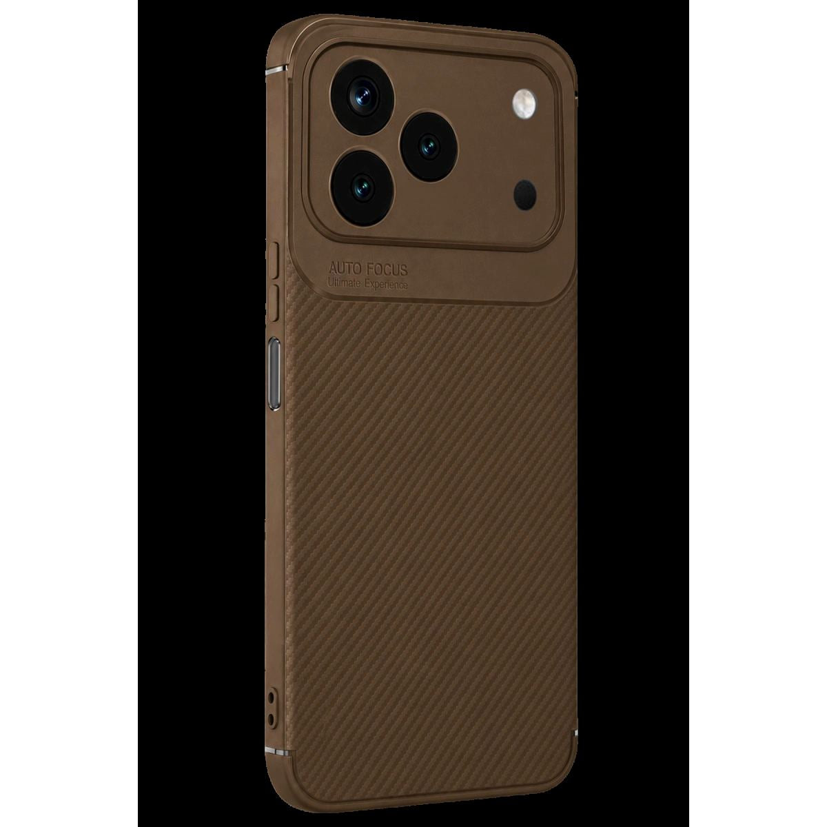 Newface Tecno Spark 50 4g Auto Focus Karbon Kapak - Kahverengi