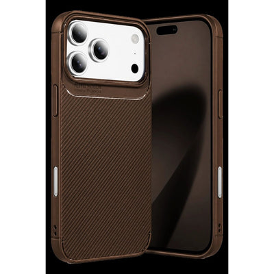 Newface Apple İphone 18 Pro Max Auto Focus Karbon Kapak - Kahverengi