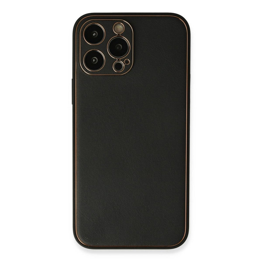Apple İphone 13 Pro Max Kılıf Coco Deri Silikon Kapak - Siyah