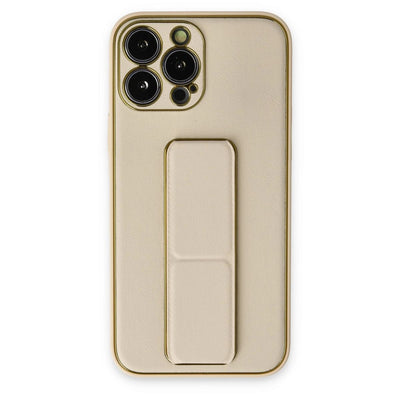Apple İphone 13 Pro Kılıf Coco Deri Standlı Kapak - Gold