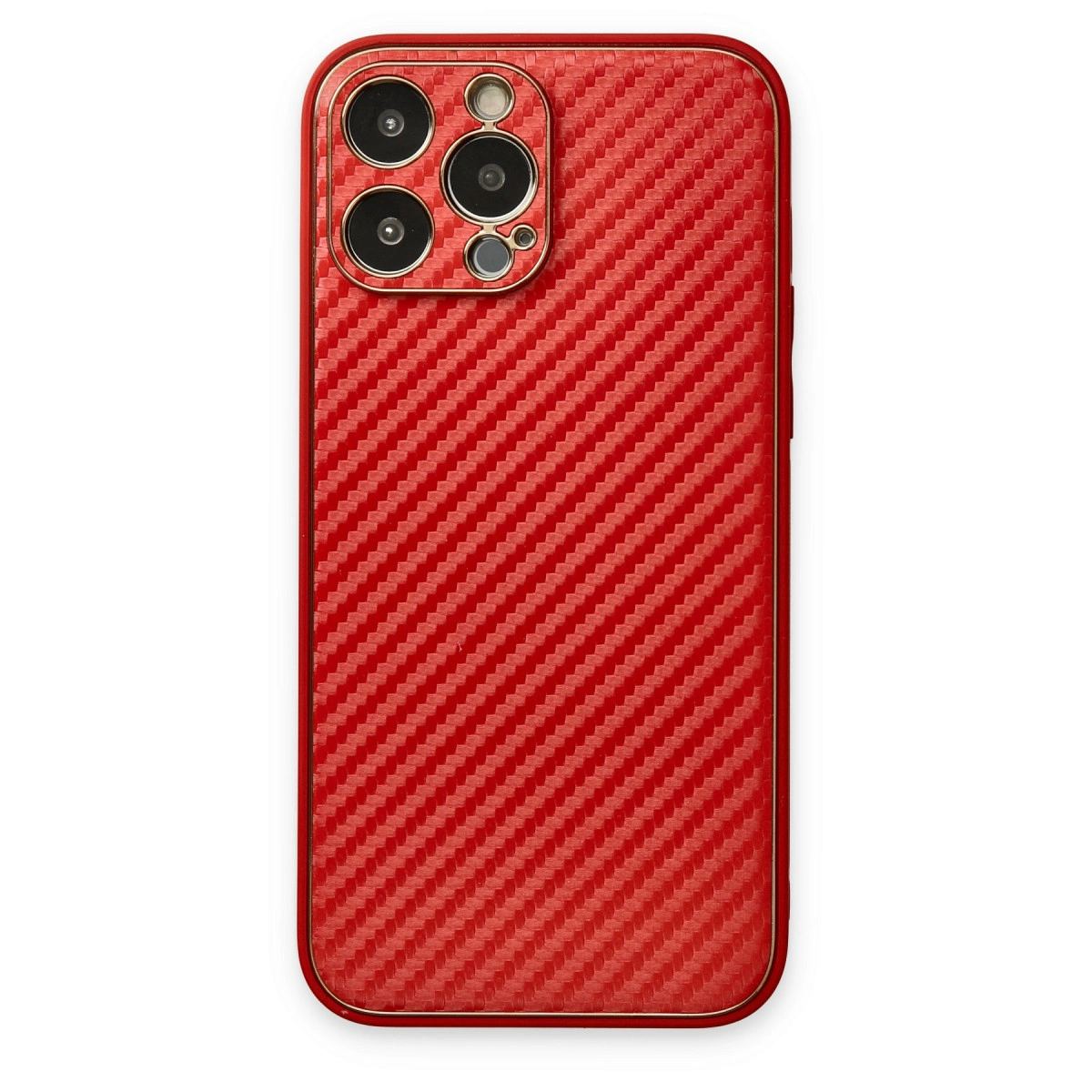 Apple İphone 13 Pro Kılıf Coco Karbon Silikon - Kırmızı