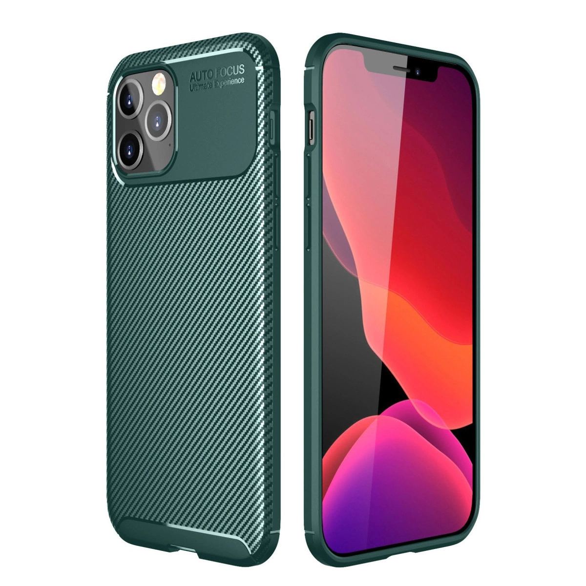Apple İphone 11 Pro Max Kılıf Auto Focus Karbon Kapak - Yeşil