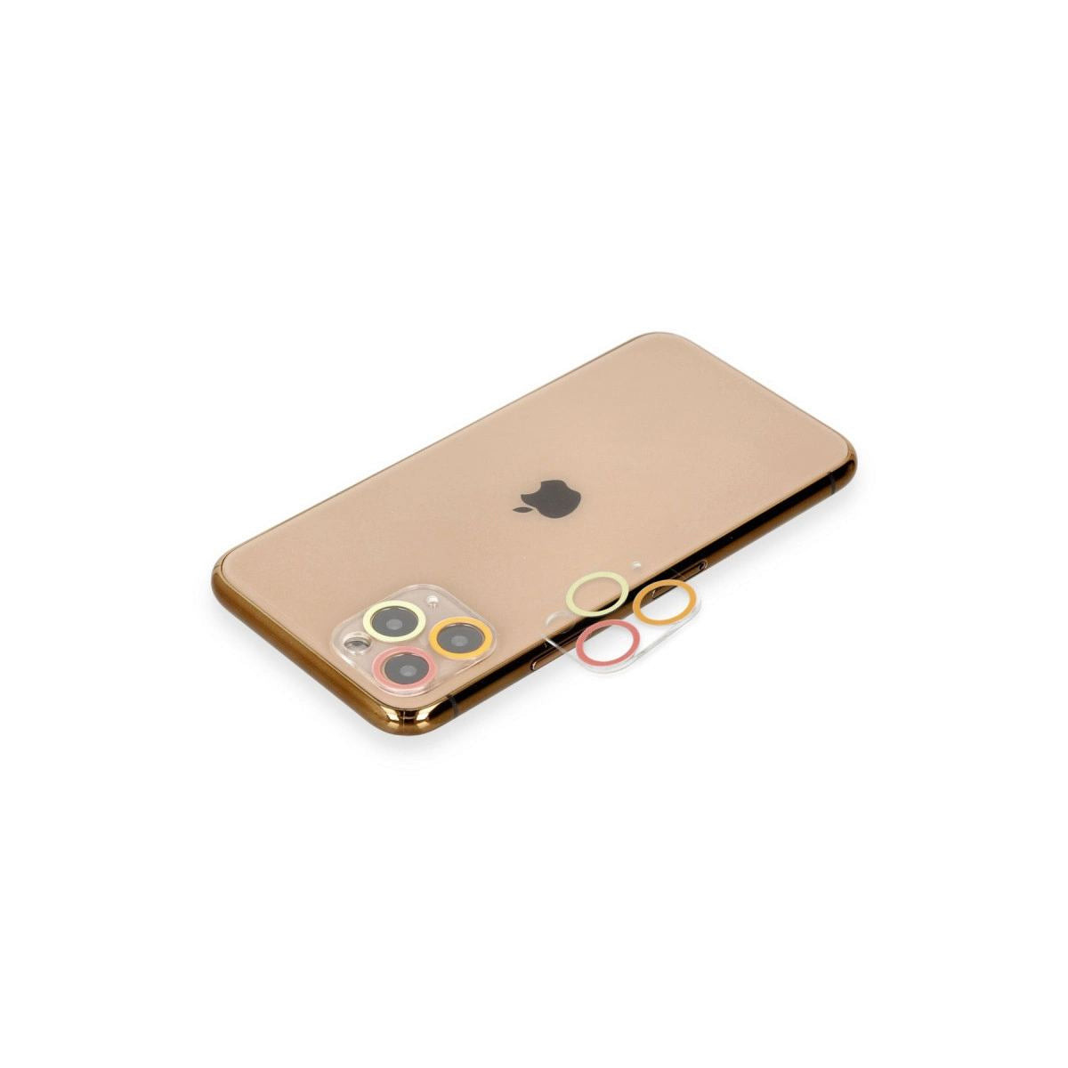Apple İphone 11 Pro Renkli Kamera Lens Koruma Cam - Turuncu-kırmızı