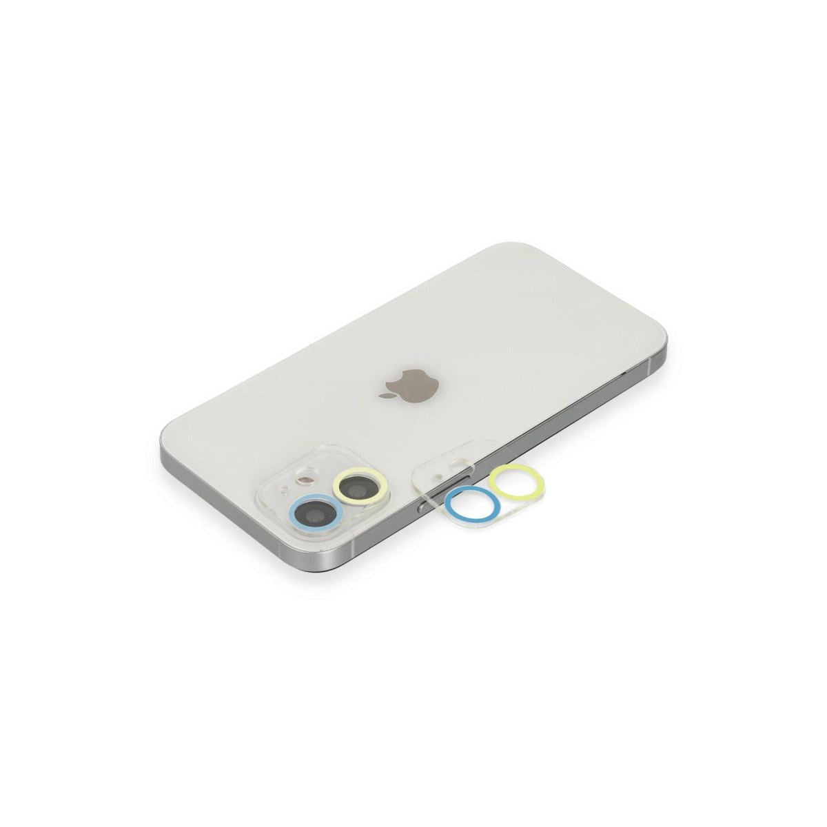 Apple İphone 12 Renkli Kamera Lens Koruma Cam - mavi
