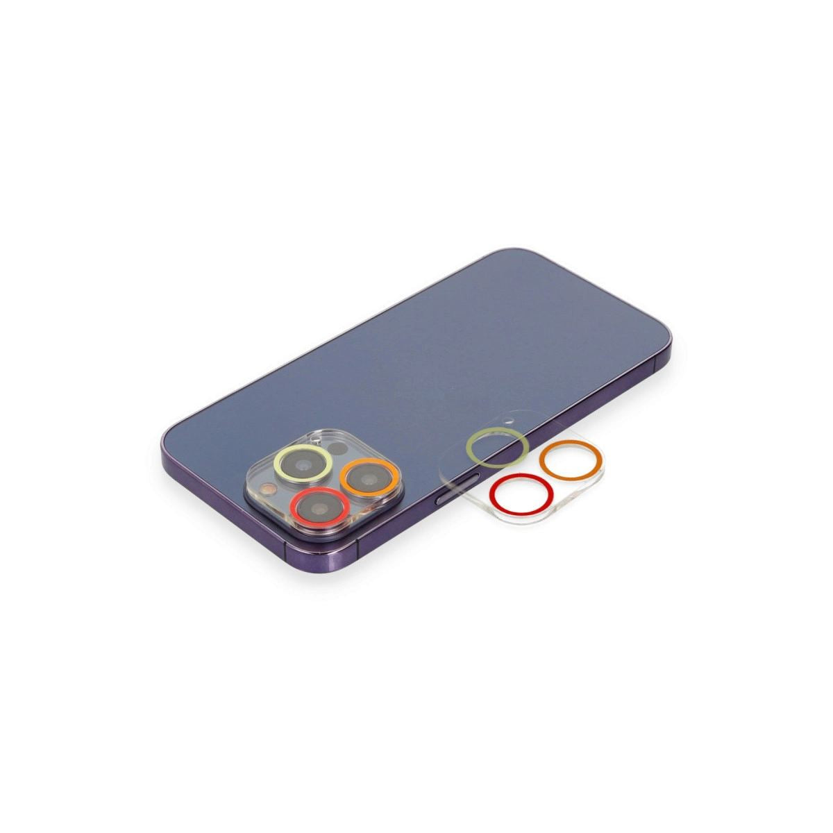 Apple İphone 12 Pro Renkli Kamera Lens Koruma Cam - Turuncu-kırmızı