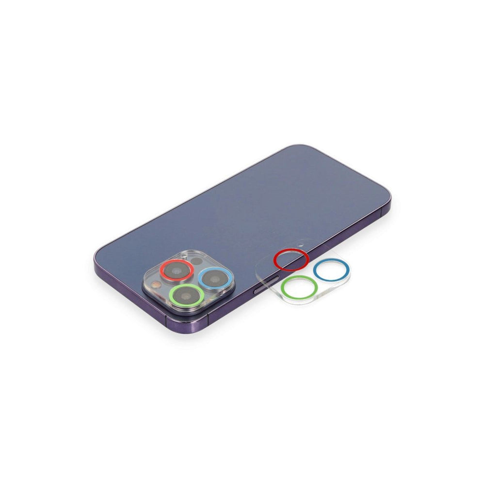 Apple İphone 12 Pro Max Renkli Kamera Lens Koruma Cam - Mavi-yeşil