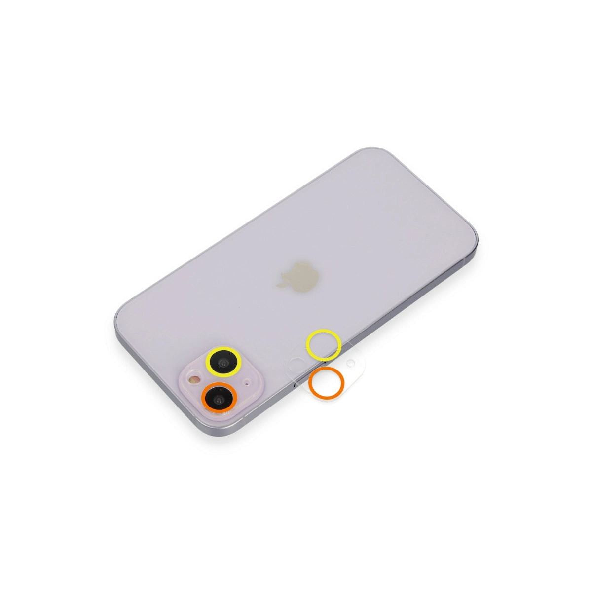 Apple İphone 13 Renkli Kamera Lens Koruma Cam - turuncu