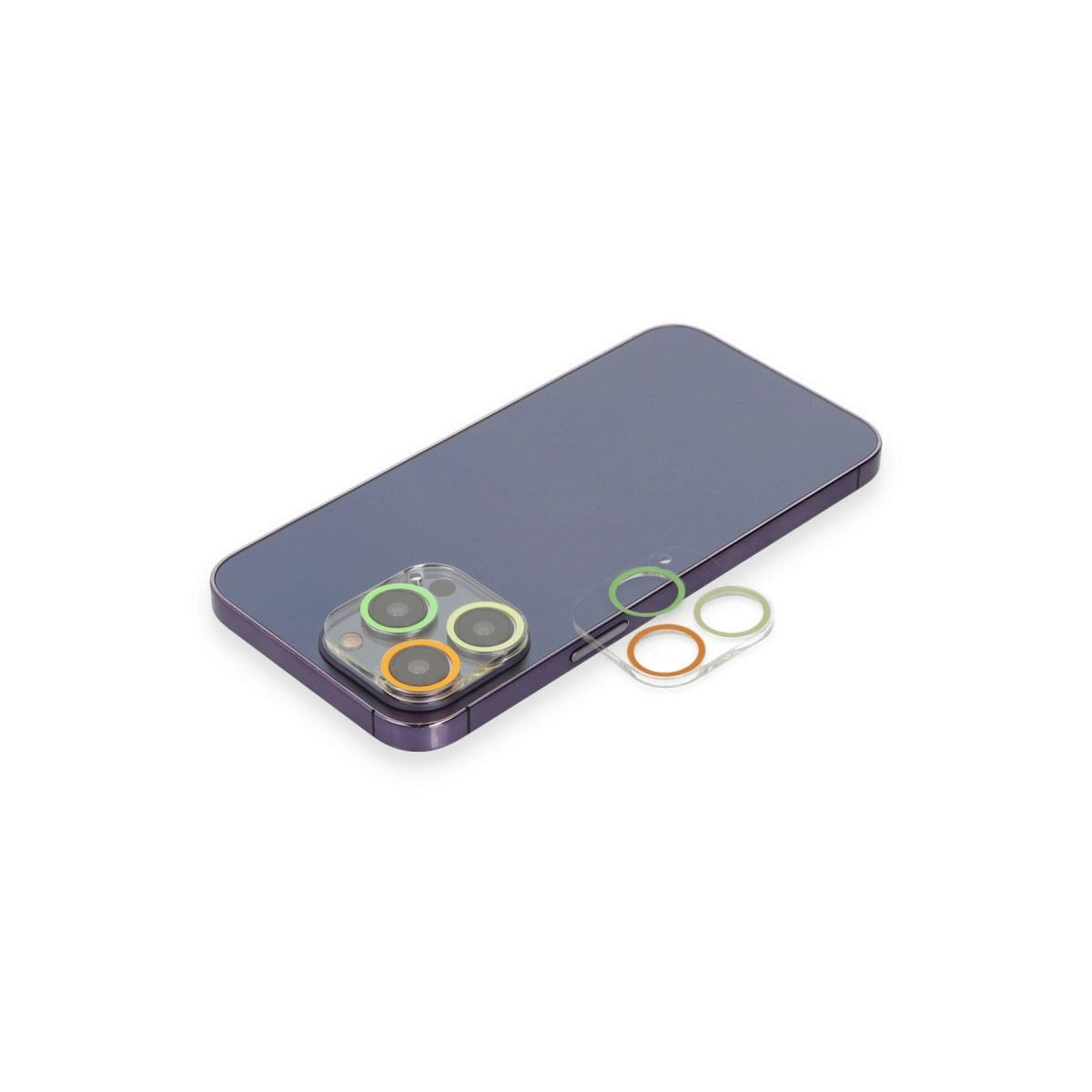Apple İphone 13 Pro Max Renkli Kamera Lens Koruma Cam - Sarı-turuncu