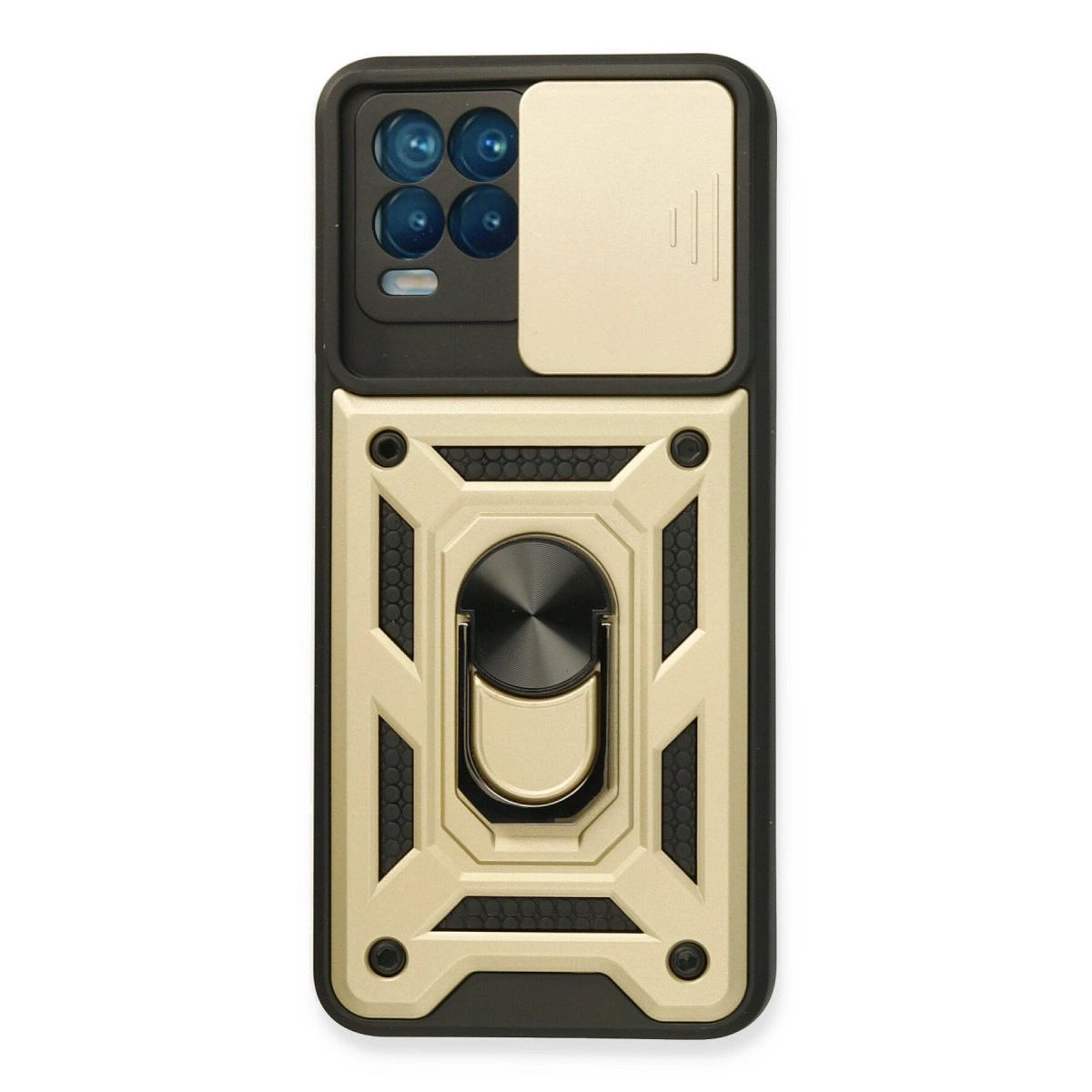 Realme 8 Kılıf Pars Lens Yüzüklü Silikon - Gold