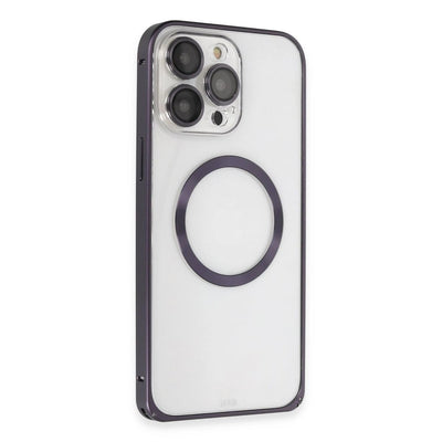 Joko Apple İphone 14 Pro Kılıf Metal Bumper Magneticsafe Kapak - Derin Mor