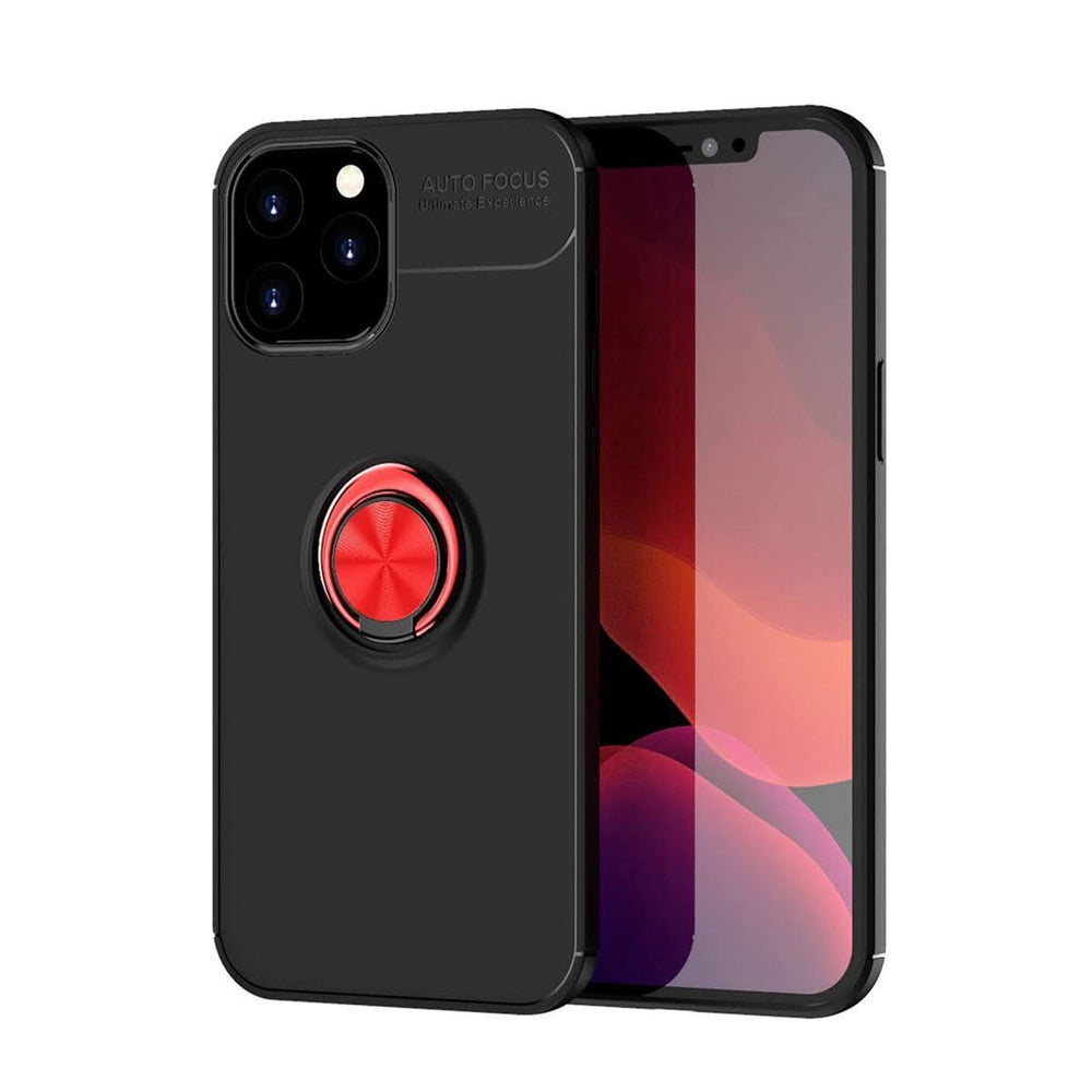 Apple İphone 12 Pro Max Kılıf Range Yüzüklü Silikon - Siyah-kırmızı