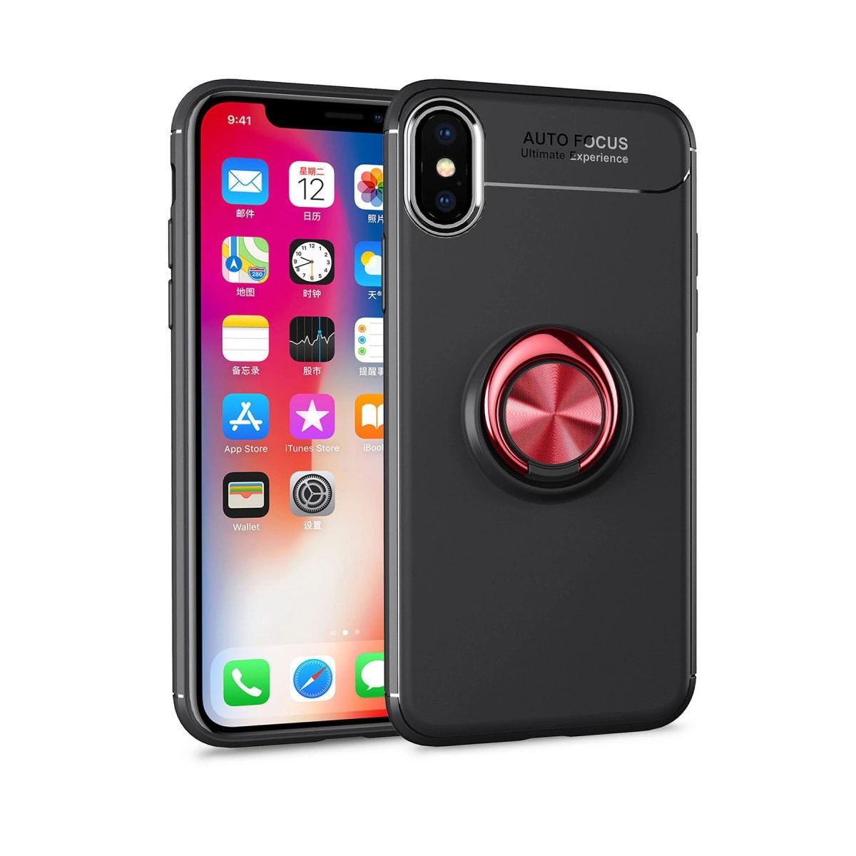 Apple İphone Xs Max Kılıf Range Yüzüklü Silikon - kırmızı