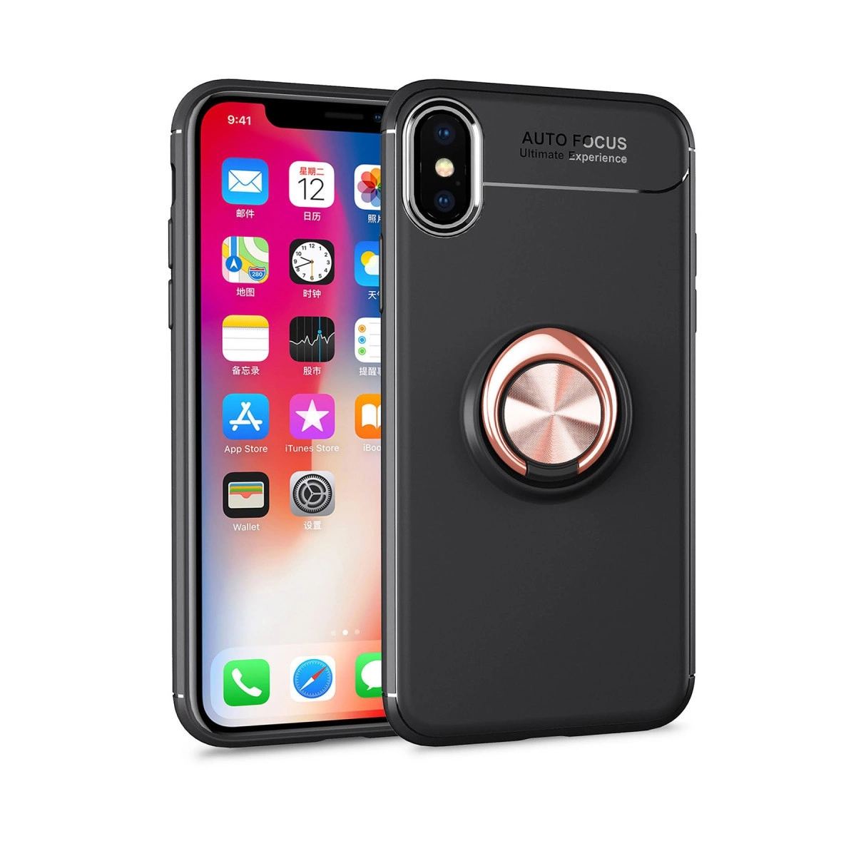 Apple İphone Xs Max Kılıf Range Yüzüklü Silikon - gold
