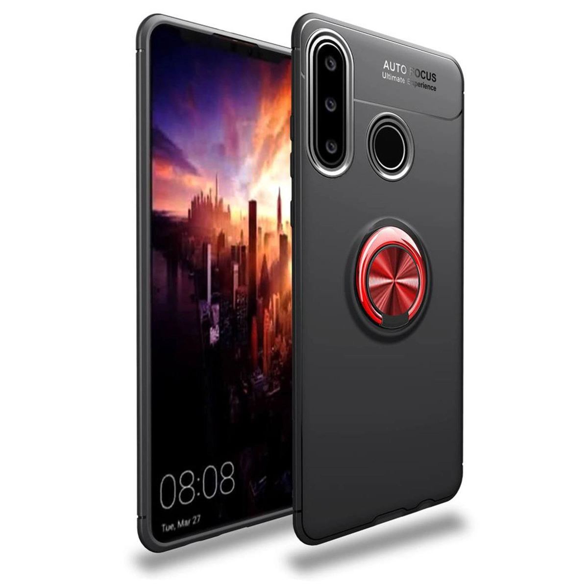 Huawei Y6p Kılıf Range Yüzüklü Silikon - kırmızı