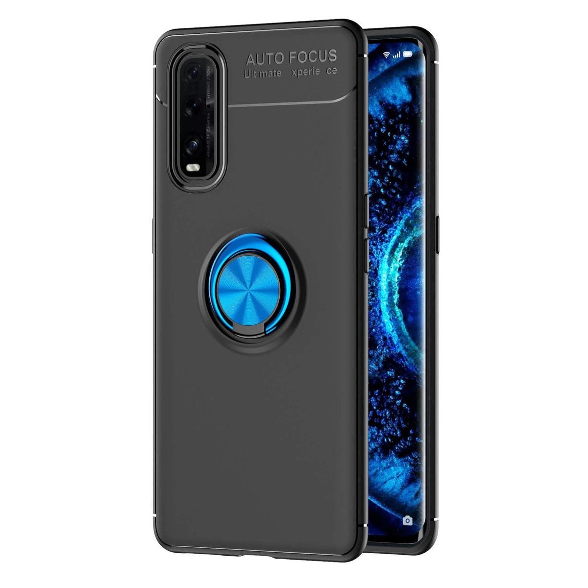Oppo Find X2 Kılıf Range Yüzüklü Silikon - mavi