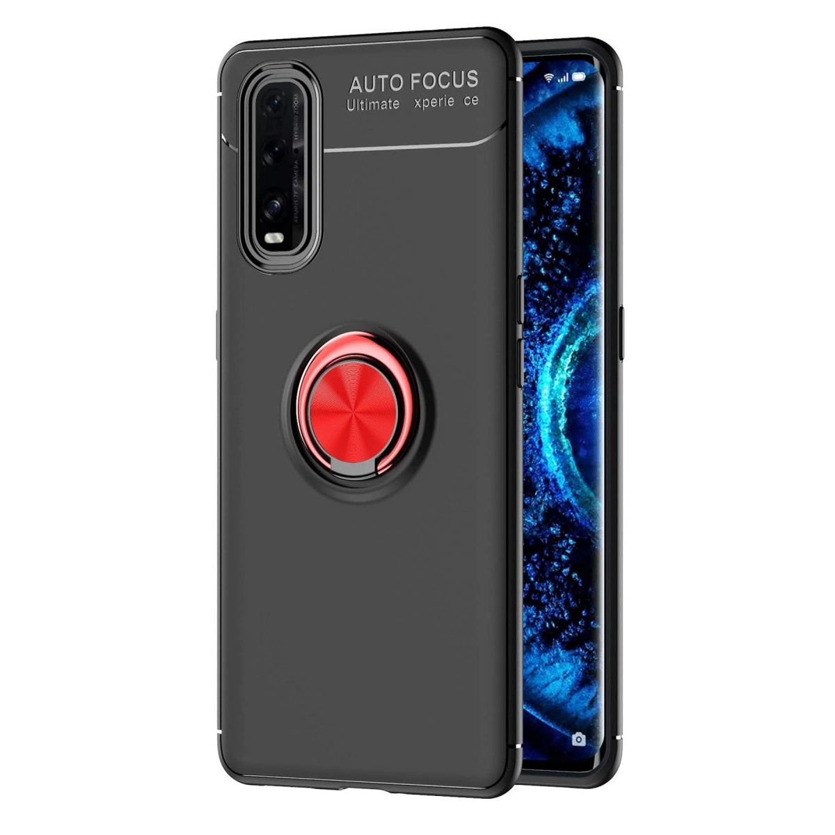 Oppo Find X2 Kılıf Range Yüzüklü Silikon - kırmızı