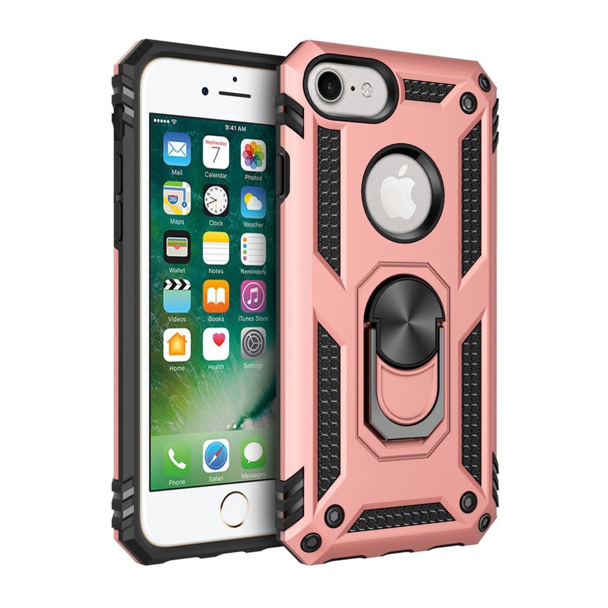 Apple İphone 7 Kılıf Sofya Yüzüklü Silikon Kapak - Rose