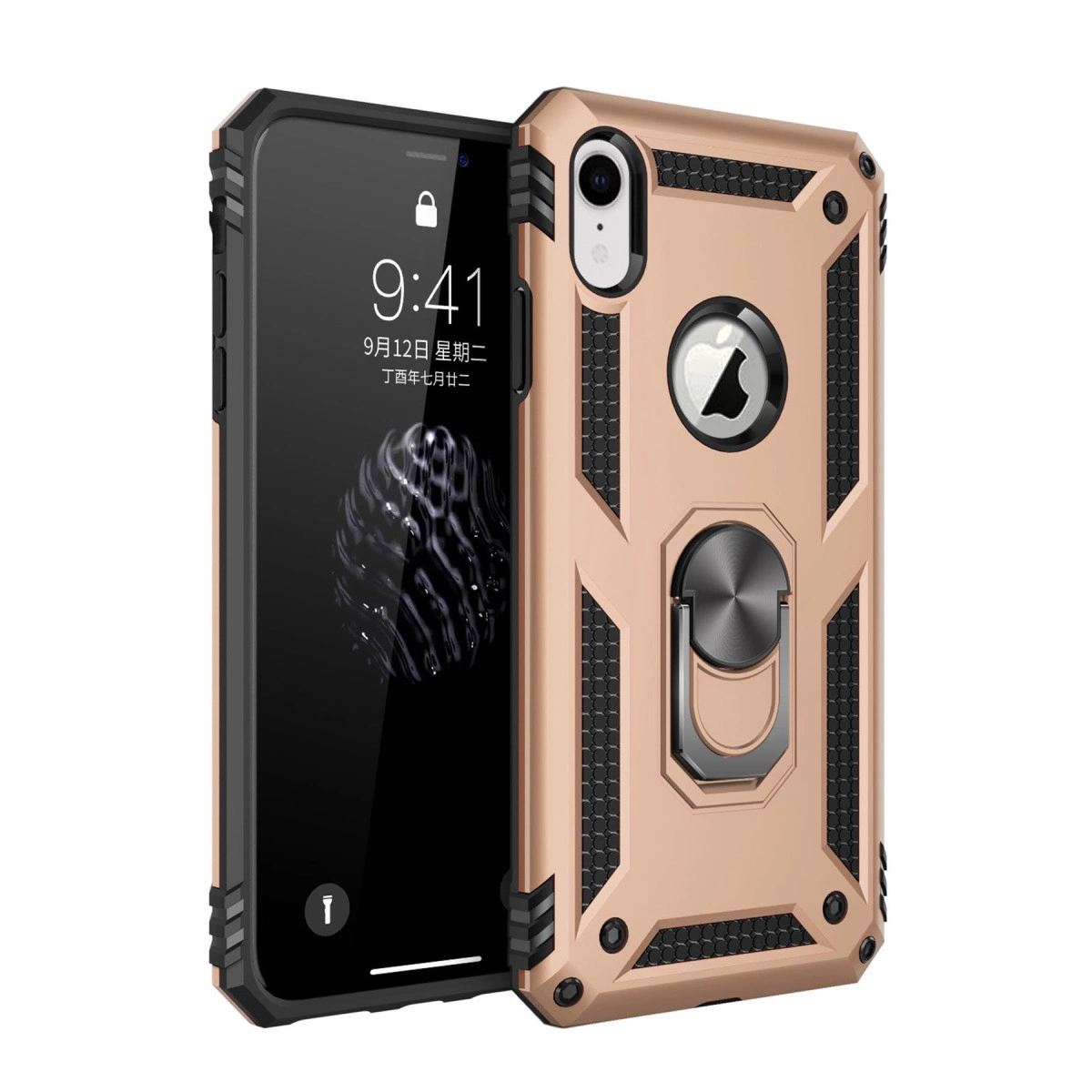 Apple İphone Xr Kılıf Sofya Yüzüklü Silikon Kapak - Gold