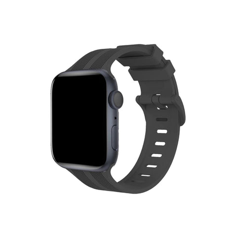 Apple Watch 38mm Kr408 Çizgili Silikon Kordon - Koyu Gri
