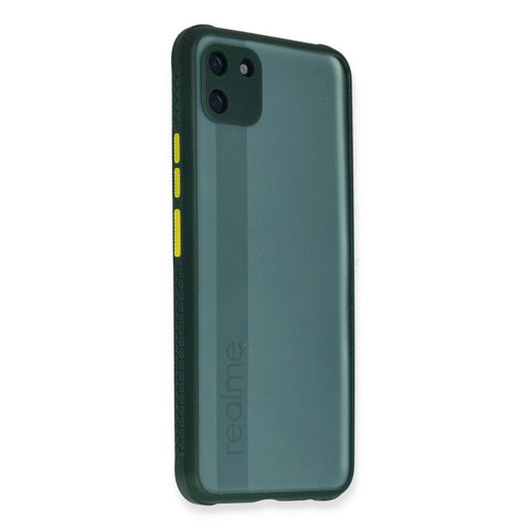 Realme C11 Kılıf Miami Şeffaf Silikon - Koyu Yeşil